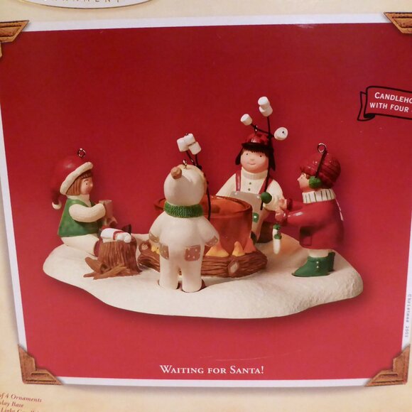 NEW 2003 HALLMARK KEEPSAKE ORNAMENT WAITING FOR SANTA TEA LIGHT CANDLEHOLDER SET - Picture 7 of 15